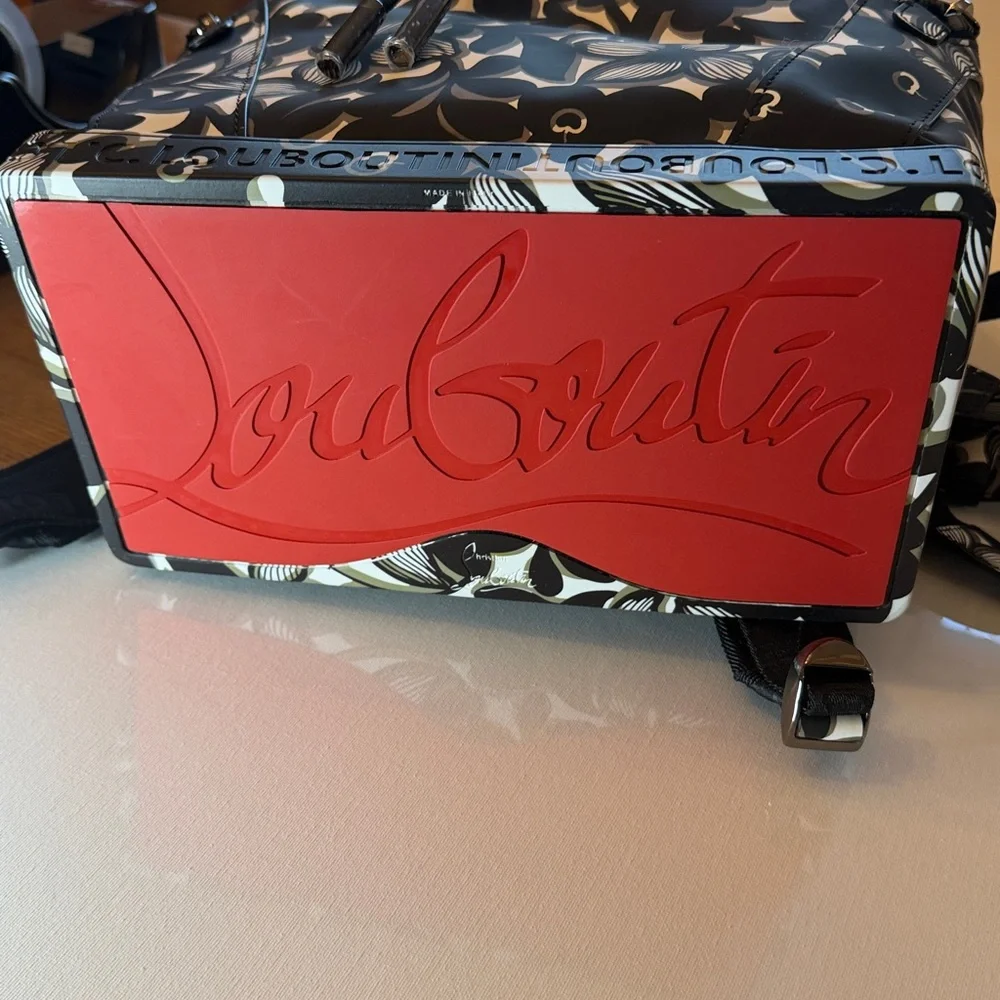 NWT CHRISTIAN LOUBOUTIN Explorafunk backpack. Black and white floral large.